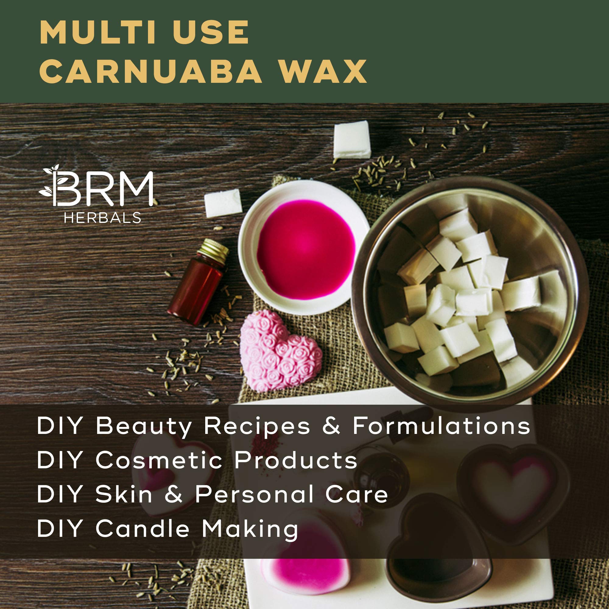 BRM Herbals Carnauba Wax 100g - For DIY Lip Balm, Lotion & Cosmetics - Hair & Skin Care
