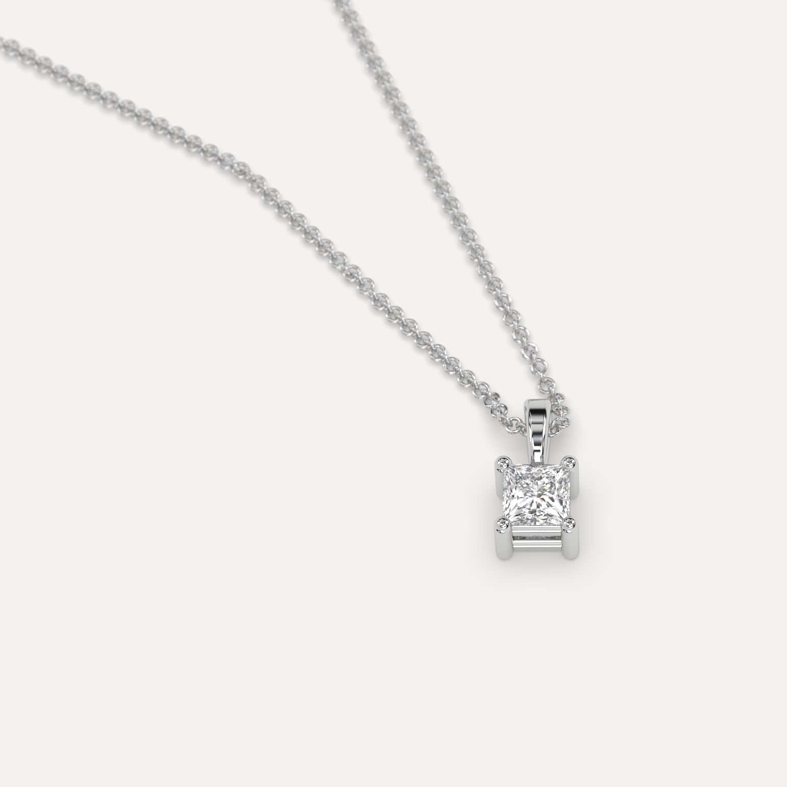 1/4 Carat Princess Cut Diamond Pendant Necklace for Women - 14K White Gold Chain - Elegant Gift for Anniversary, Valentine's Day & Special Occasions