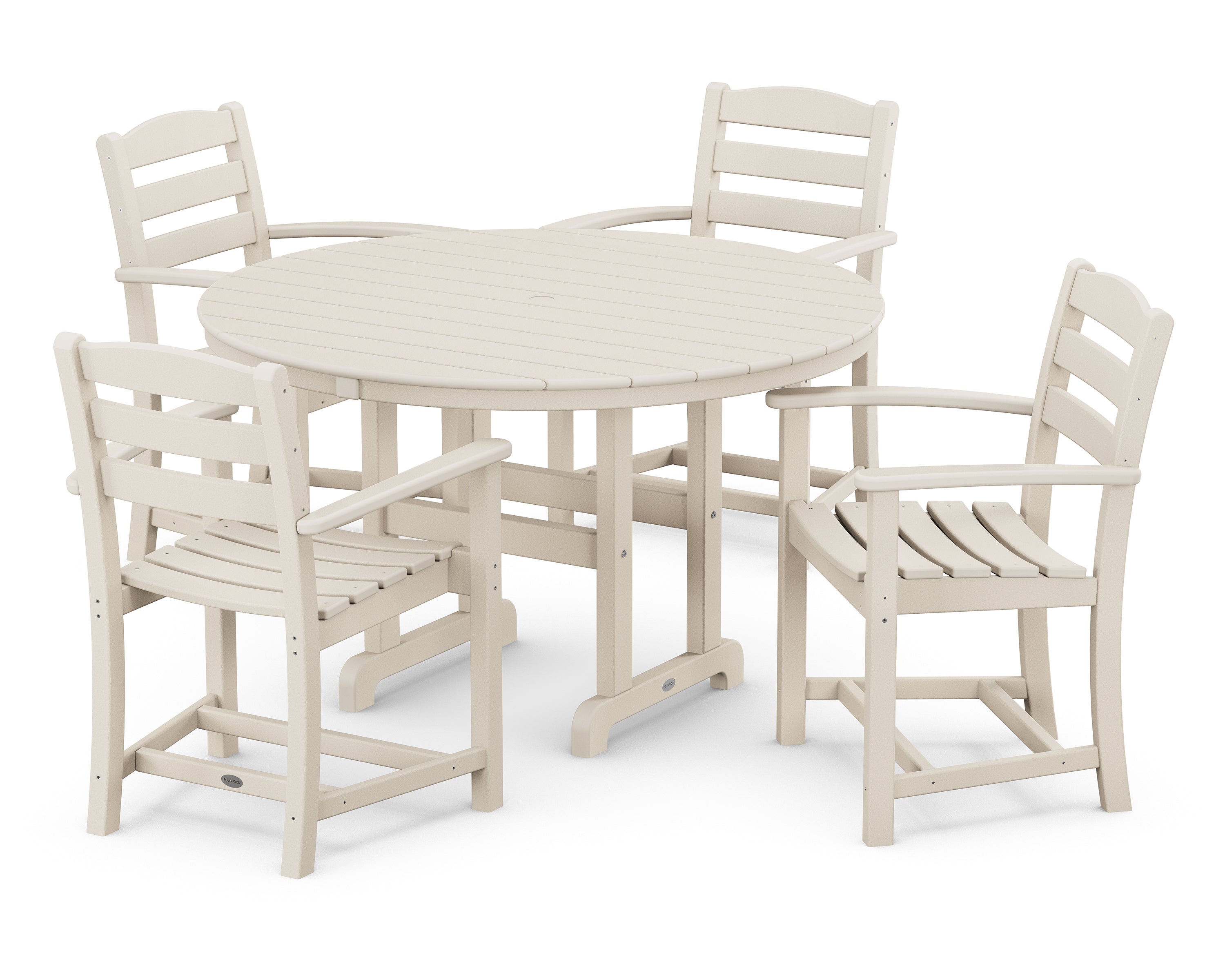 POLYWOOD La Casa Cafe 5-Piece Round Farmhouse Dining Set - Outdoor Patio Furniture for Garden, Backyard, and Poolside Dining
