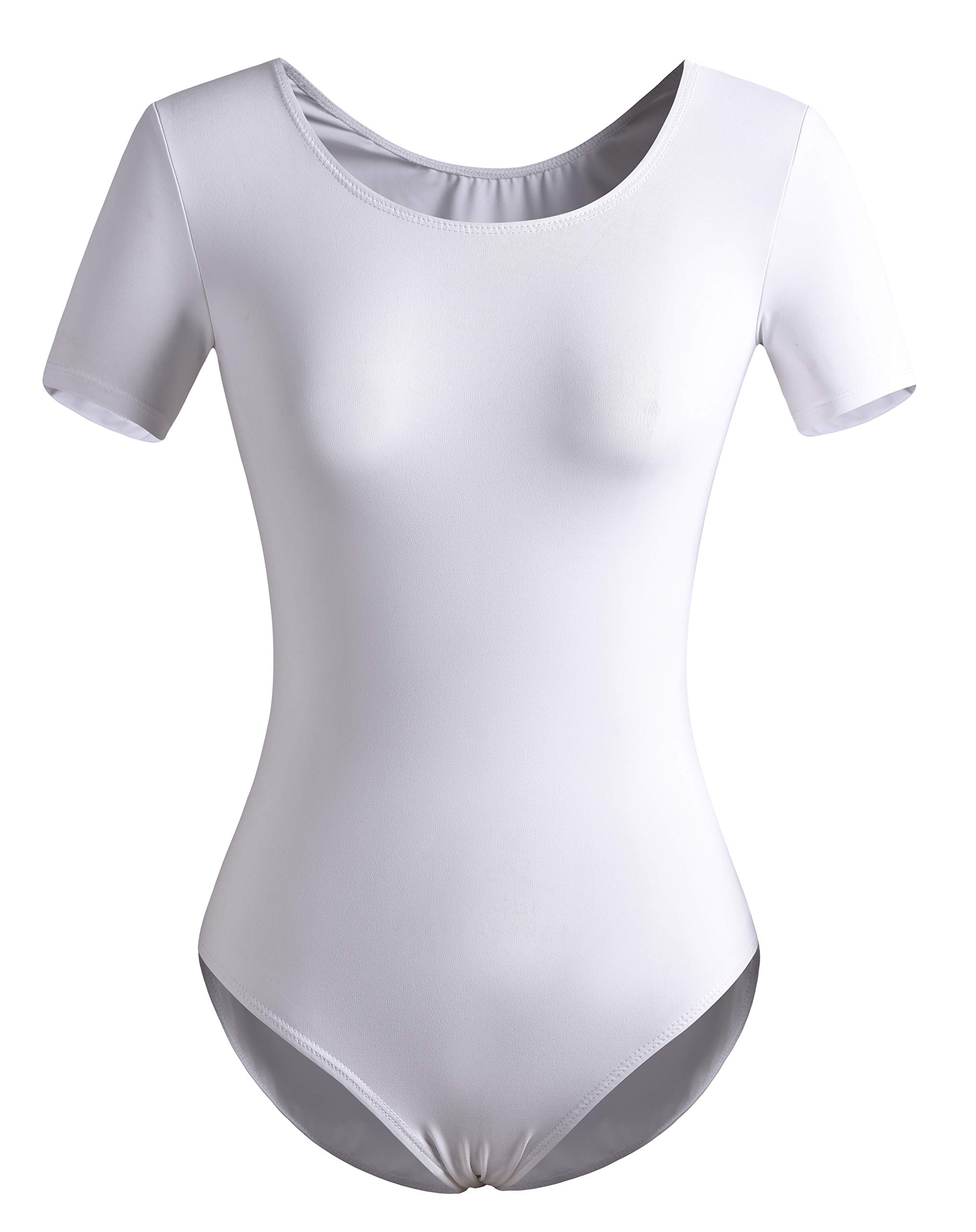 DANSHOW Women's Short Sleeve Ballet Leotard - Stretch Dancewear for Adults - Perfect for Ballet Class, Yoga & Contemporary Dance Practice