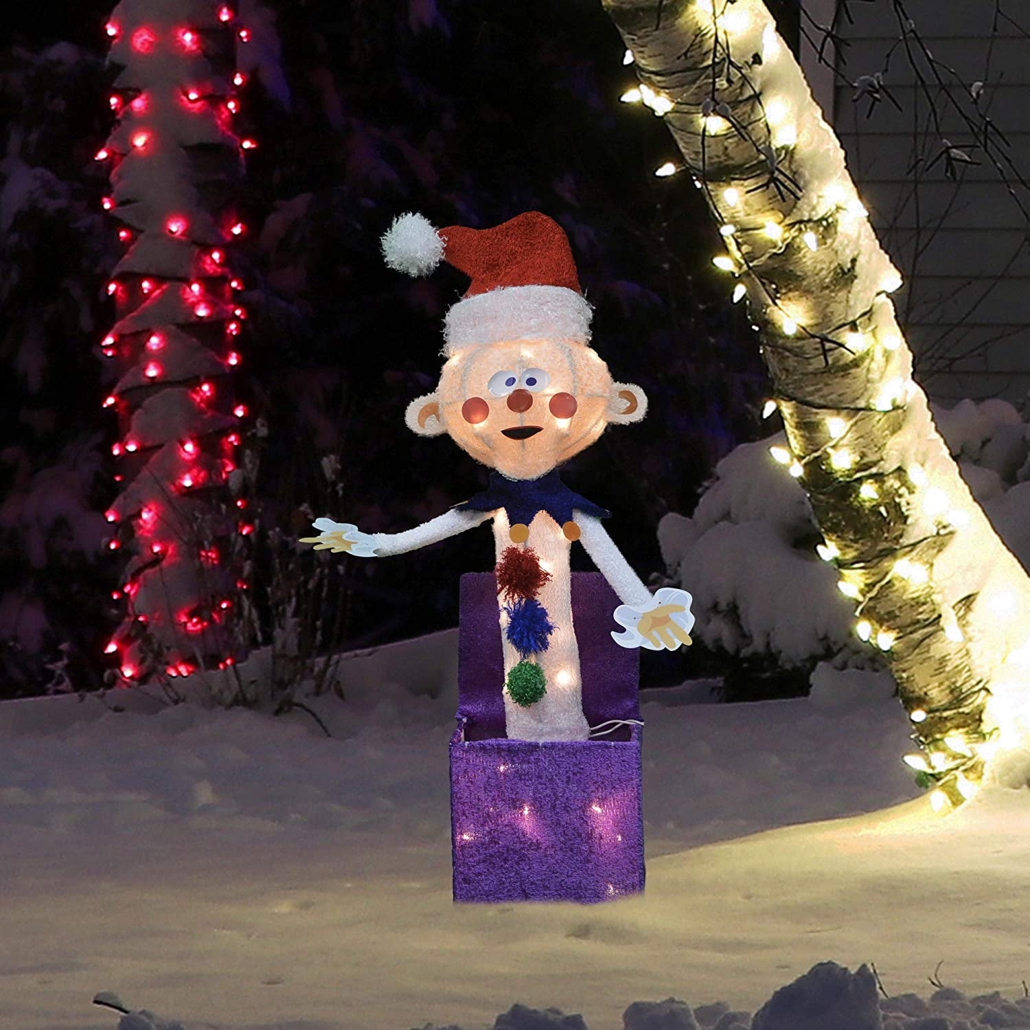3D Misfit Charlie in the Box Christmas Yard Decoration - 24 Pre-Lit LED Lights for Holiday Outdoor Decor | Perfect for Front Lawn, Garden, and Holiday Party Decorations