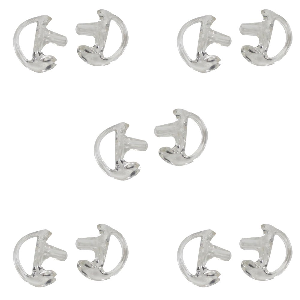 AOER® Large Size Replacement Earmold Earbuds for Two-Way Radio Coil Tube Audio Kits - 5 Pack - Comfortable Noise Isolation for Communication, Security, and Industrial Work Environments