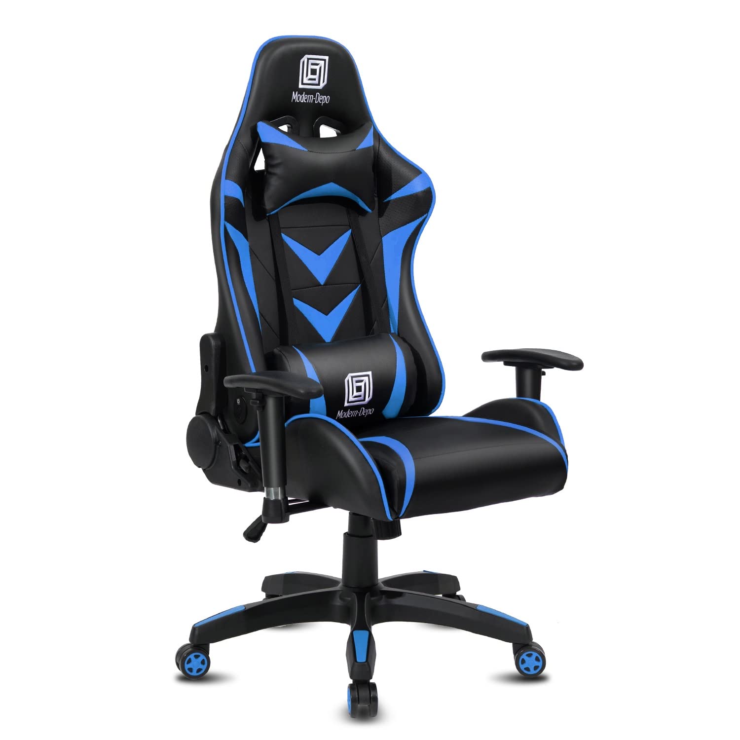 Premium Gaming Chair with Built-in Speakers - Ergonomic Computer Desk Chair with Adjustable Headrest & Lumbar Support - Swivel Recliner for PC Gamers (Black & Blue) - Perfect for Esports, Streaming & Home Office Setup