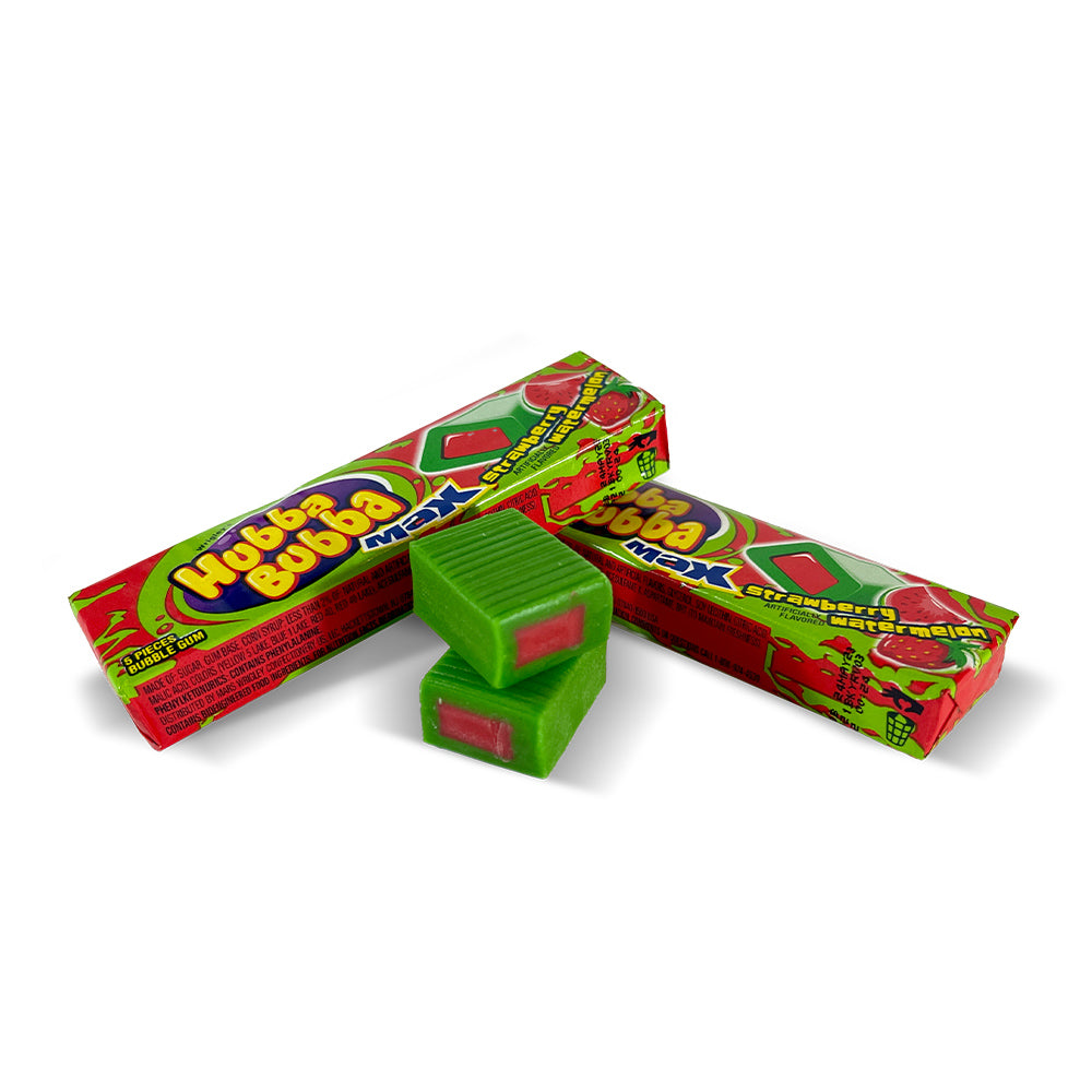 Hubba Bubba Max Strawberry Watermelon Bubble Gum - 18 Count Box | Chewing Gum for Kids, Parties, and Fresh Breath On-the-Go