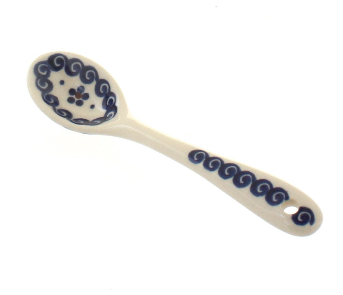 Blue Rose Polish Pottery Spring Blossom Sugar Spoon - Handcrafted Ceramic Tea Spoon for Coffee, Desserts & Baking - Perfect for Tea Parties, Bridal Showers & Home Decor