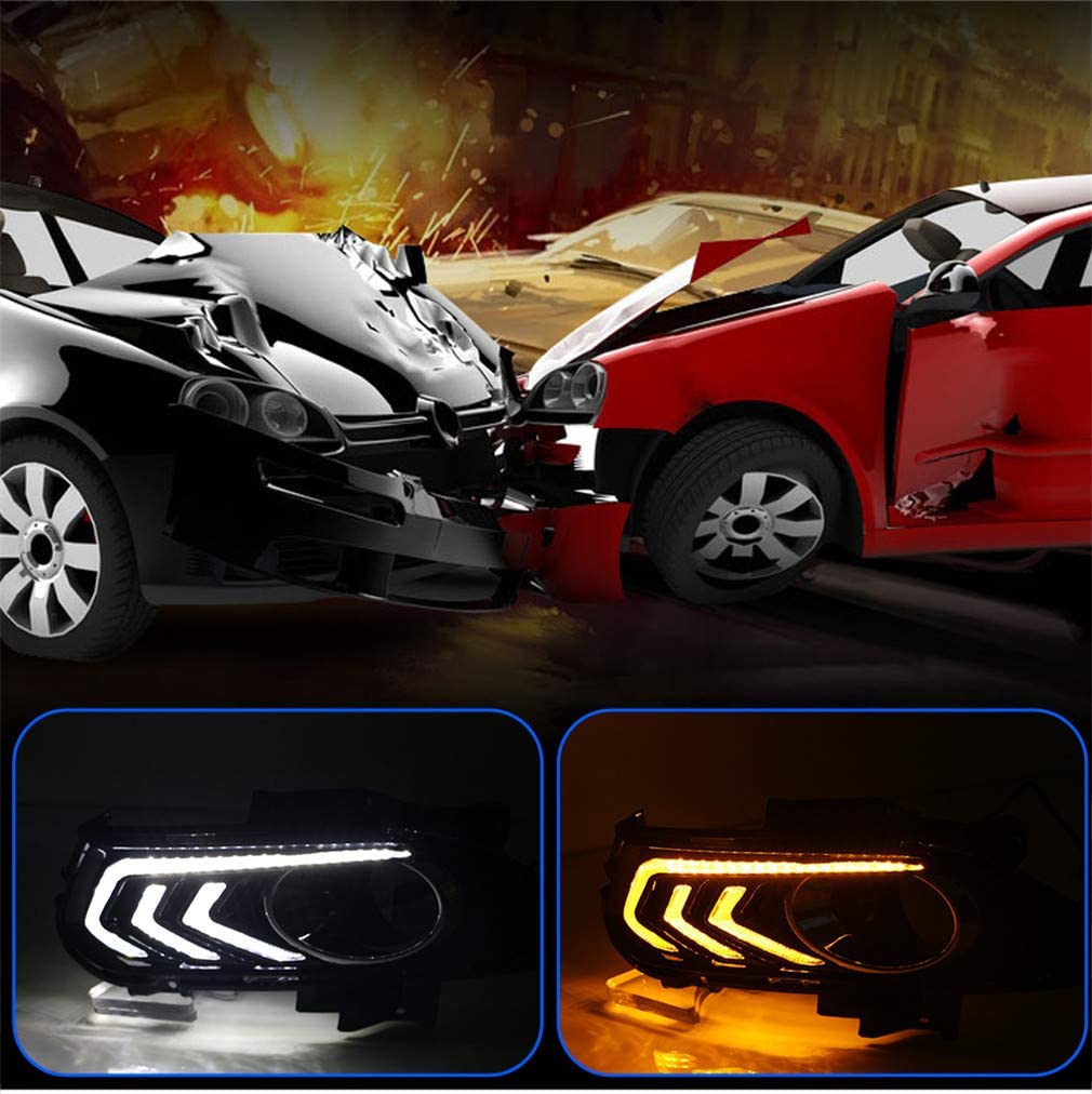 2013-2016 Ford Fusion Ultra Bright DRL Daytime Running Lights - LED Fog Lamps with Clear Lens for Front Bumper & Sidemarker | Perfect for Night Driving & Enhanced Visibility