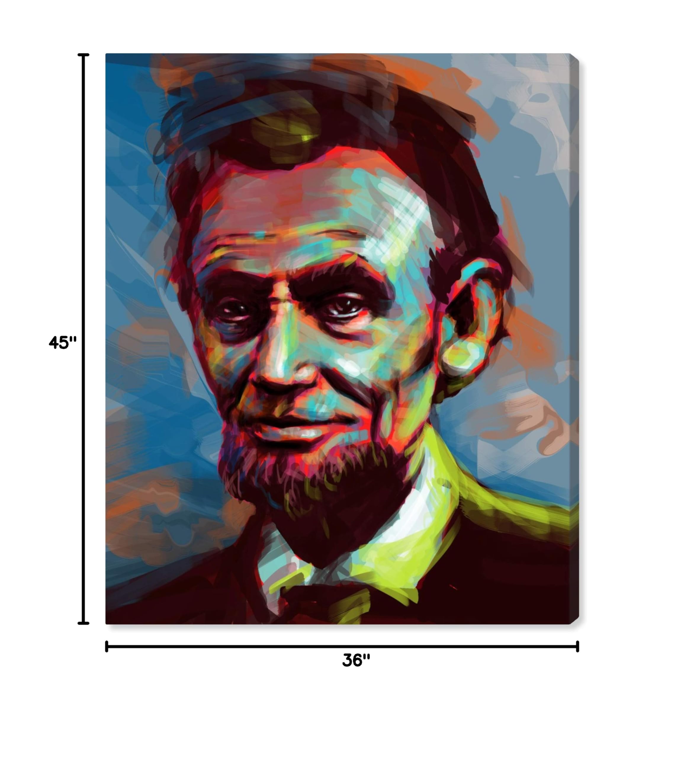Oliver Gal Artist Co. Lincoln Portrait Wall Art Canvas Print - 13x16 Inch Blue & Green Home Decor for Living Room, Bedroom & Office