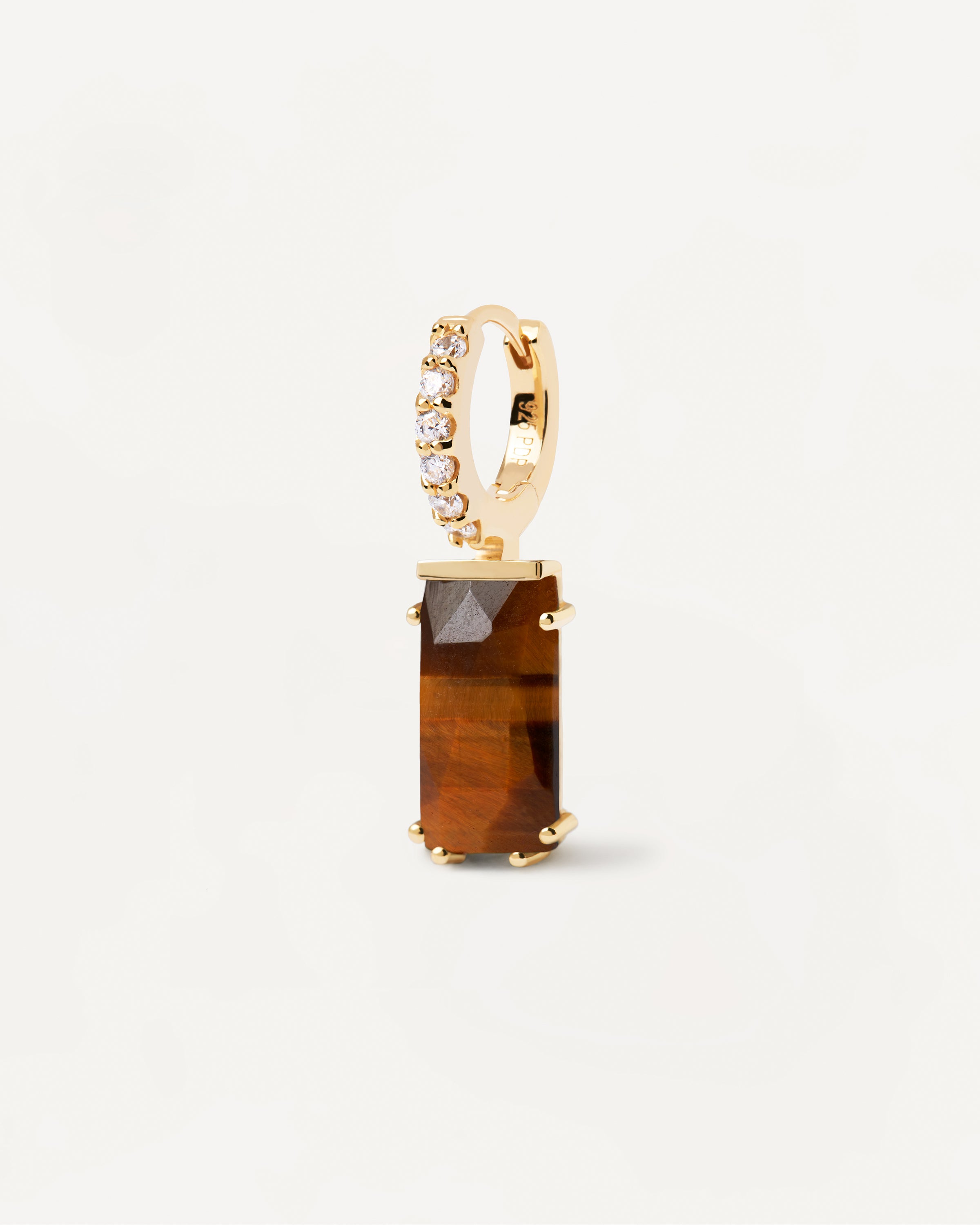 Kaori Tiger Eye Single Earring – Handmade Natural Stone Jewelry for Women | Boho Chic Style, Healing Crystal, Spiritual Gift for Meditation & Yoga