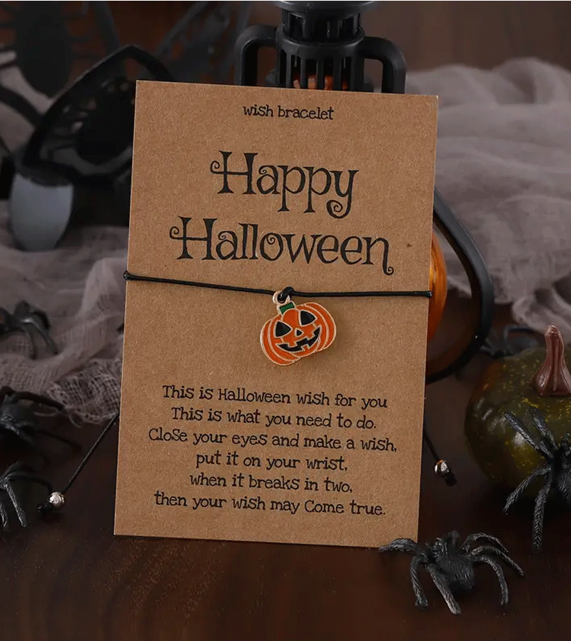 Halloween Pumpkin Wish Bracelet - Adjustable Beaded Charm Bracelet for Women & Teens - Perfect for Halloween Parties, Trick or Treat, and Festive Gift Giving