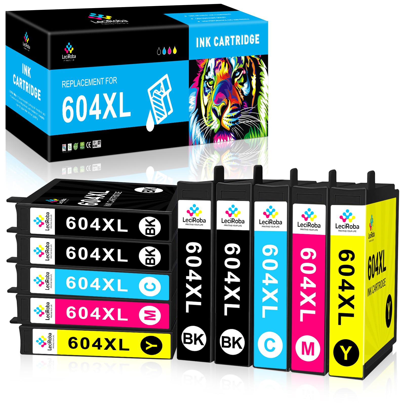 LeciRoba 604XL Ink Cartridges 10-Pack for Epson Printers - Home & Office Use