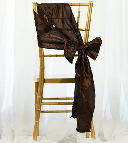 50 Pack Chocolate Brown Taffeta Chair Sashes with Pintuck Bows - Wedding, Party & Ceremony Decorations - Artificial Flower Accents for Elegant Event Styling