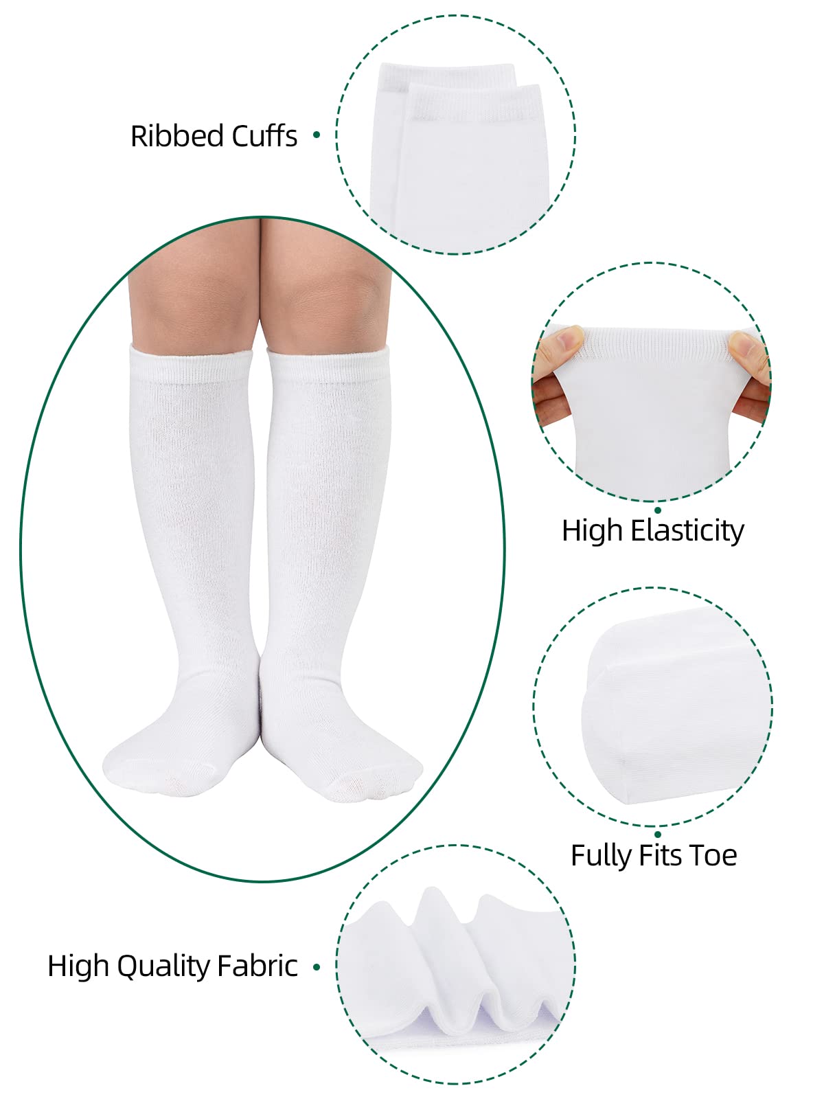Century Star Kids Knee High Soccer Socks - Breathable Cotton Sports Socks for Boys & Girls - Perfect for Soccer Practice, School Uniforms & Athletic Activities