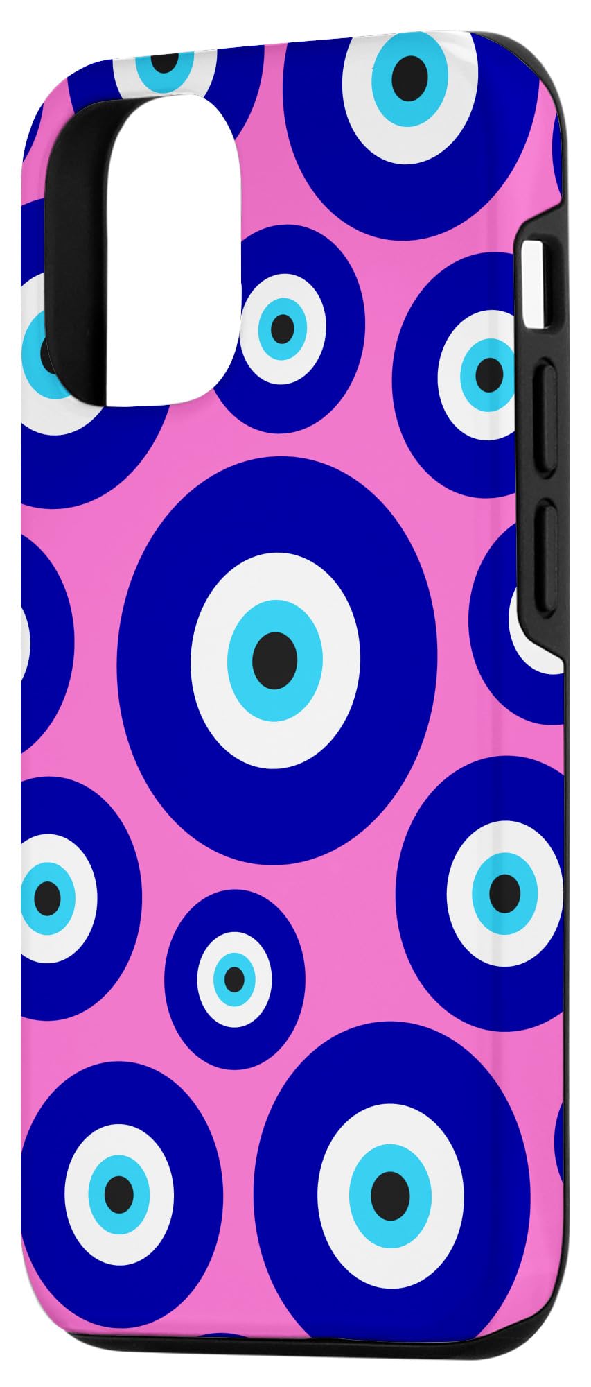 iPhone 12/12 Pro Case - Evil Eye Protection in Blue & Pink | Slim Protective Cover for Everyday Use | Perfect for Work, Travel & Night Out