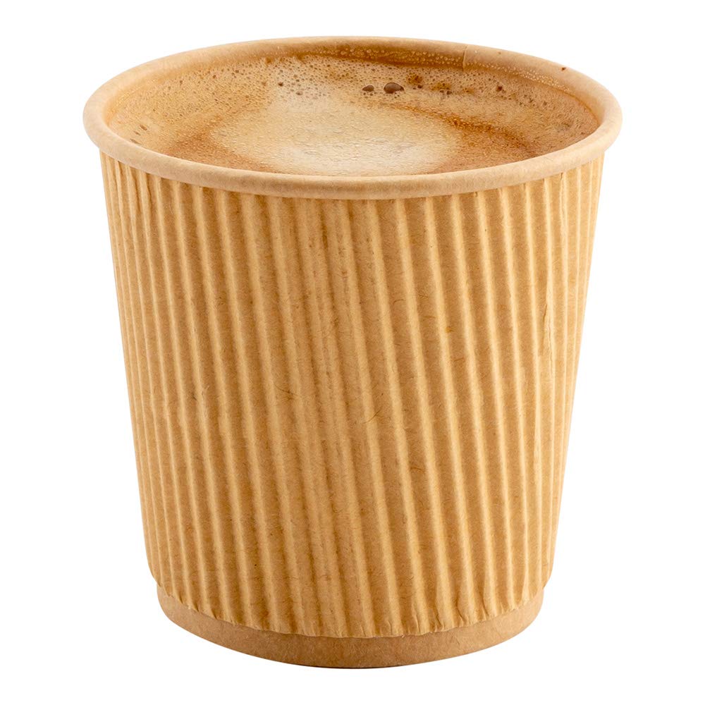 4oz Disposable Coffee Cups - 500 Pack Ripple Wall Hot Cups for Coffee, Tea & More | Kraft Paper Insulated | Rolled Rim Design | Lids Sold Separately | Perfect for Restaurants, Cafes, Offices & Home Use