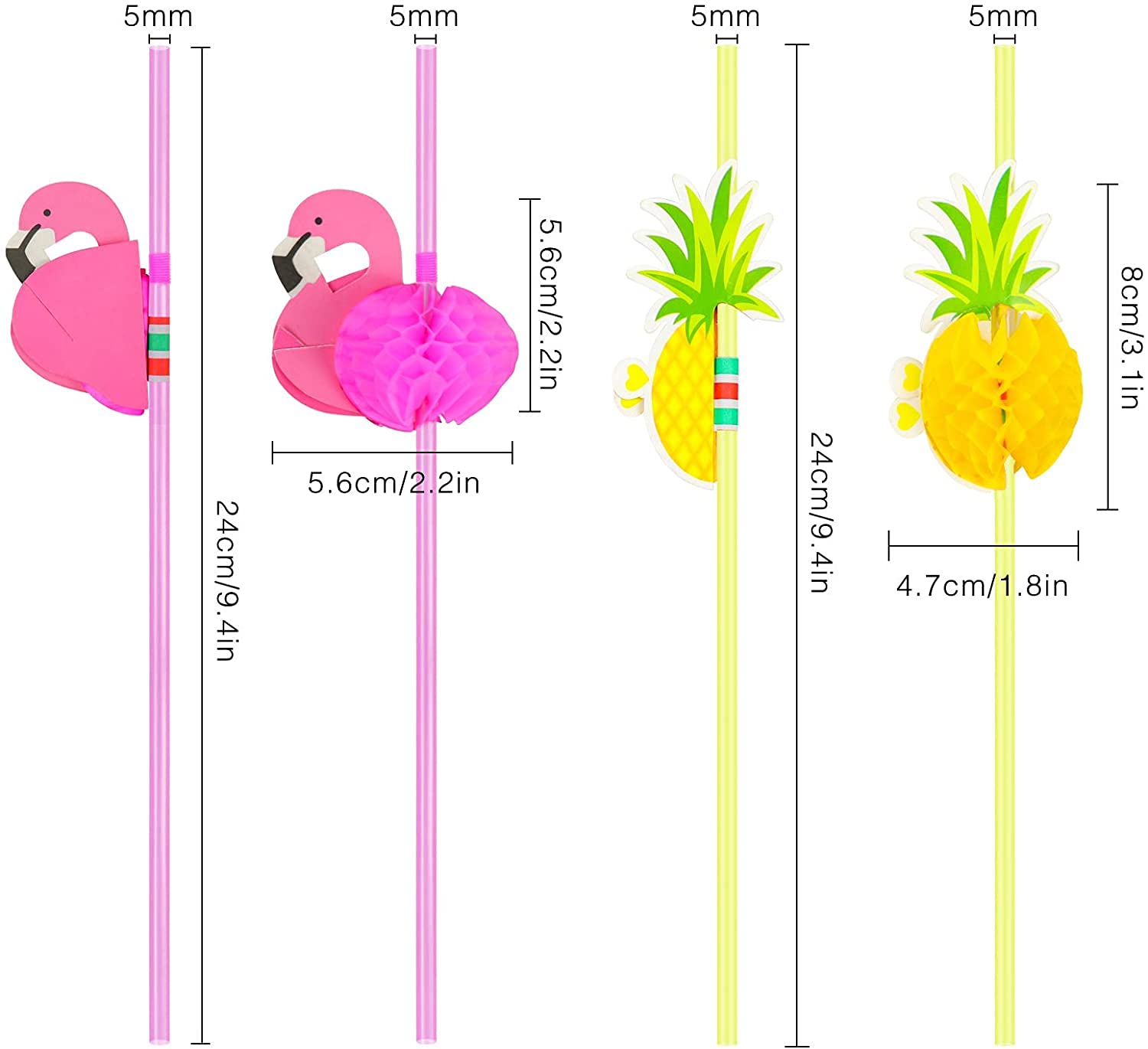 4 PCS Flamingo Cake Toppers - Tropical Hawaiian Luau Birthday Party Decorations for Cakes, Cupcakes & Desserts - Perfect for Beach Themed Parties, Baby Showers & Summer Celebrations