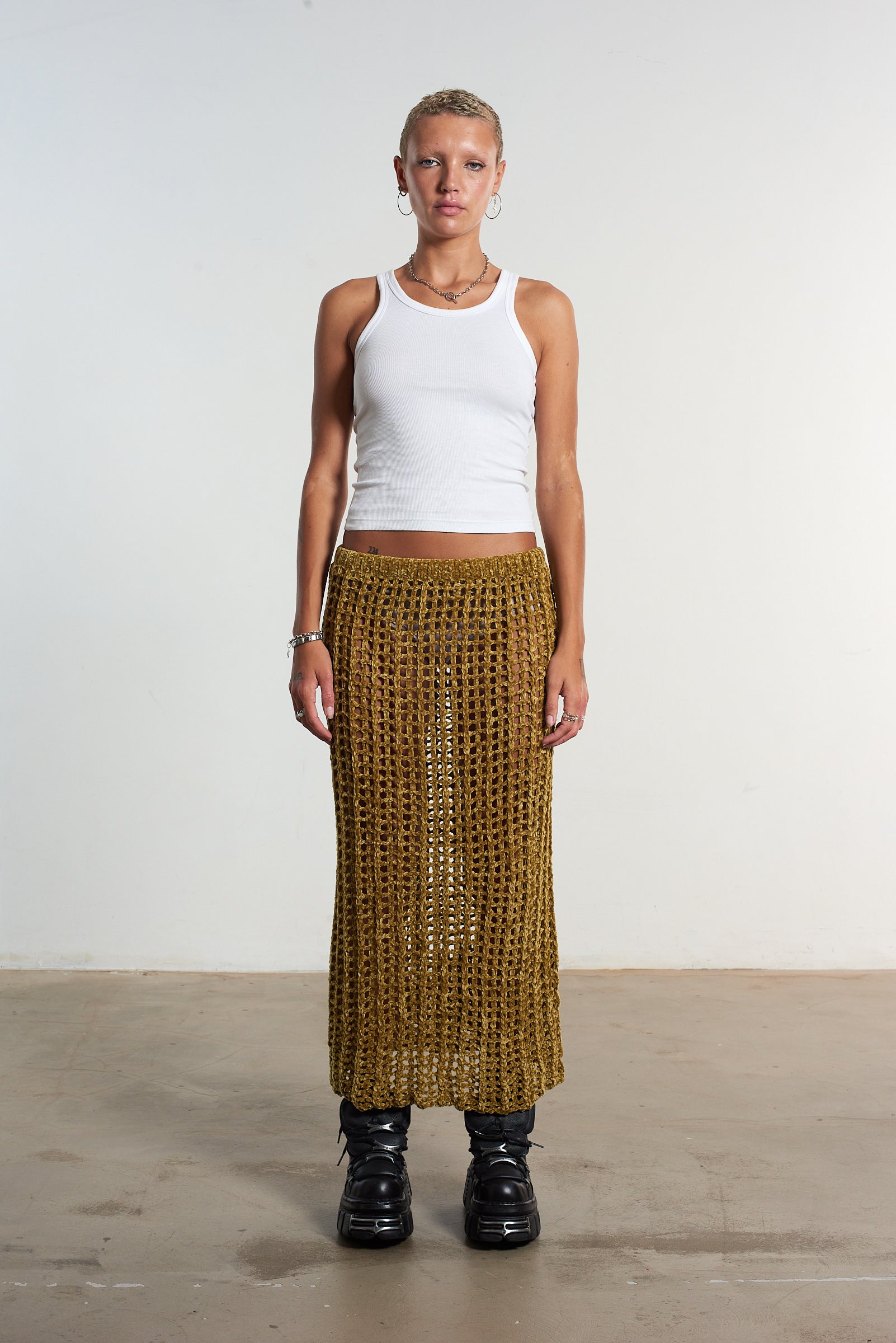 Stylish Cage Open Knit Maxi Skirt for Women - Boho Chic Summer Beach Dress - Perfect for Vacations, Music Festivals & Casual Outings