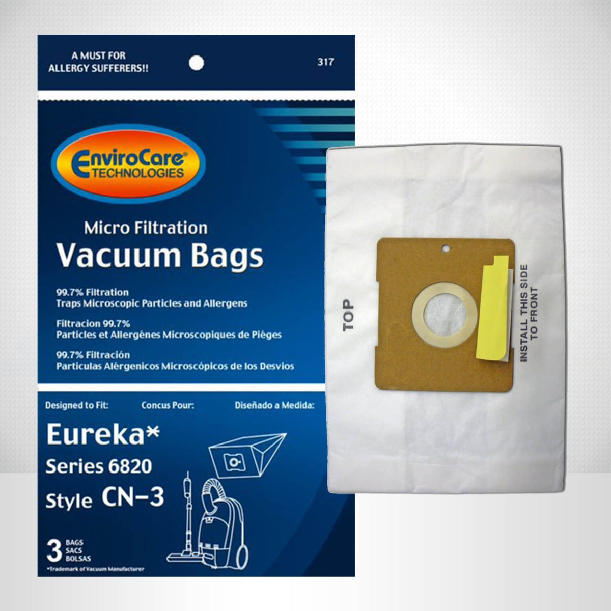 EnviroCare Eureka Series 6820 Style CN 3 Vacuum Bags - 3 Pack | Compatible with Eureka Vacuum Cleaners | Perfect for Home Cleaning & Pet Hair Removal