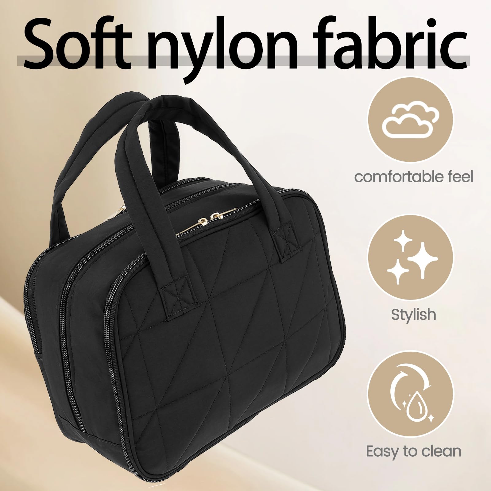 Waterproof Wet & Dry Makeup Organizer Bag - 2-Way Zipper Cosmetic Travel Bag with Handle, Large Capacity Toiletry Bag for Women | Perfect for Travel, Gym & Daily Use