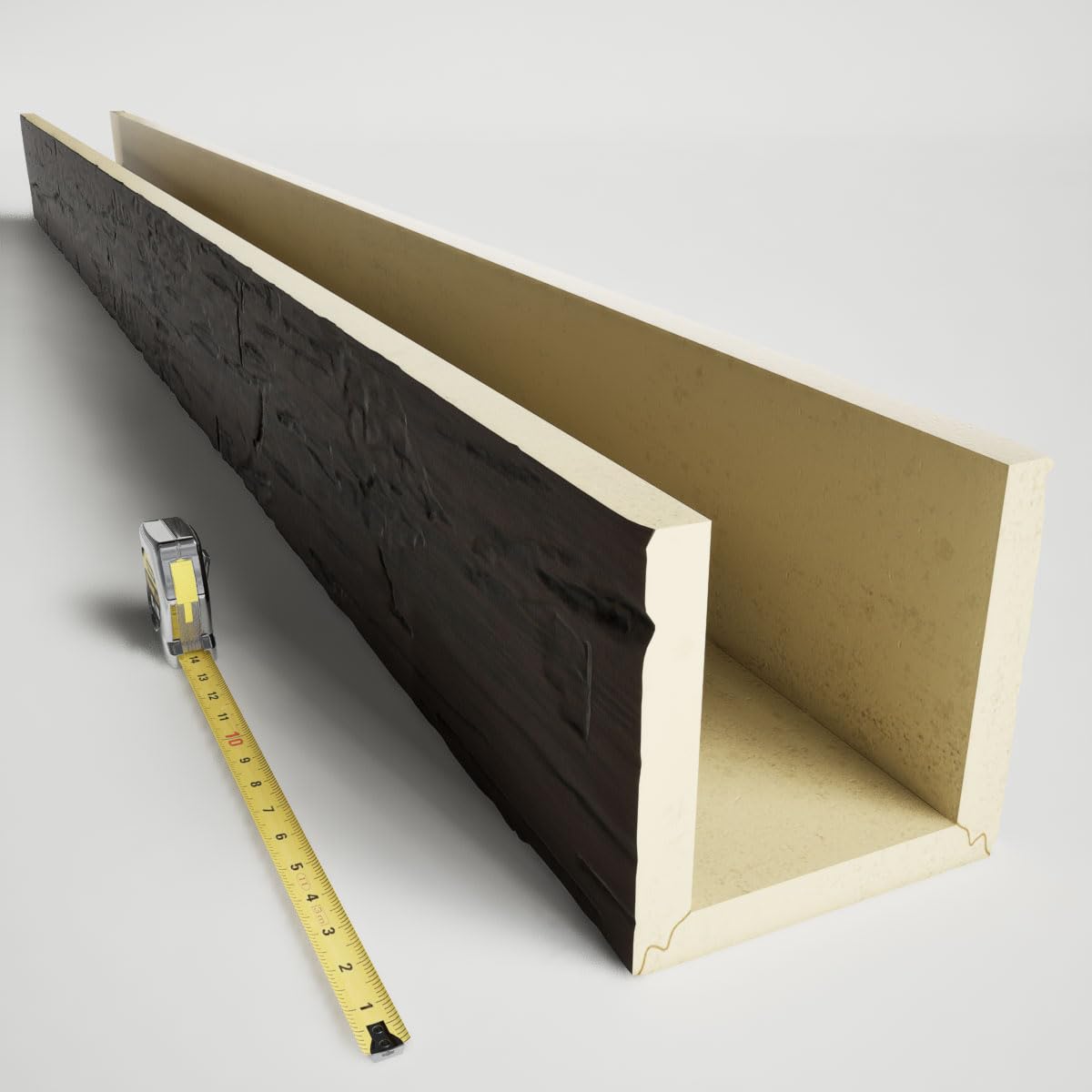 Ekena Millwork BMHH3C0080X060X096ZH 3-Sided U-Shaped Hand Hewn Endurathane Faux Wood Ceiling Beam - 8