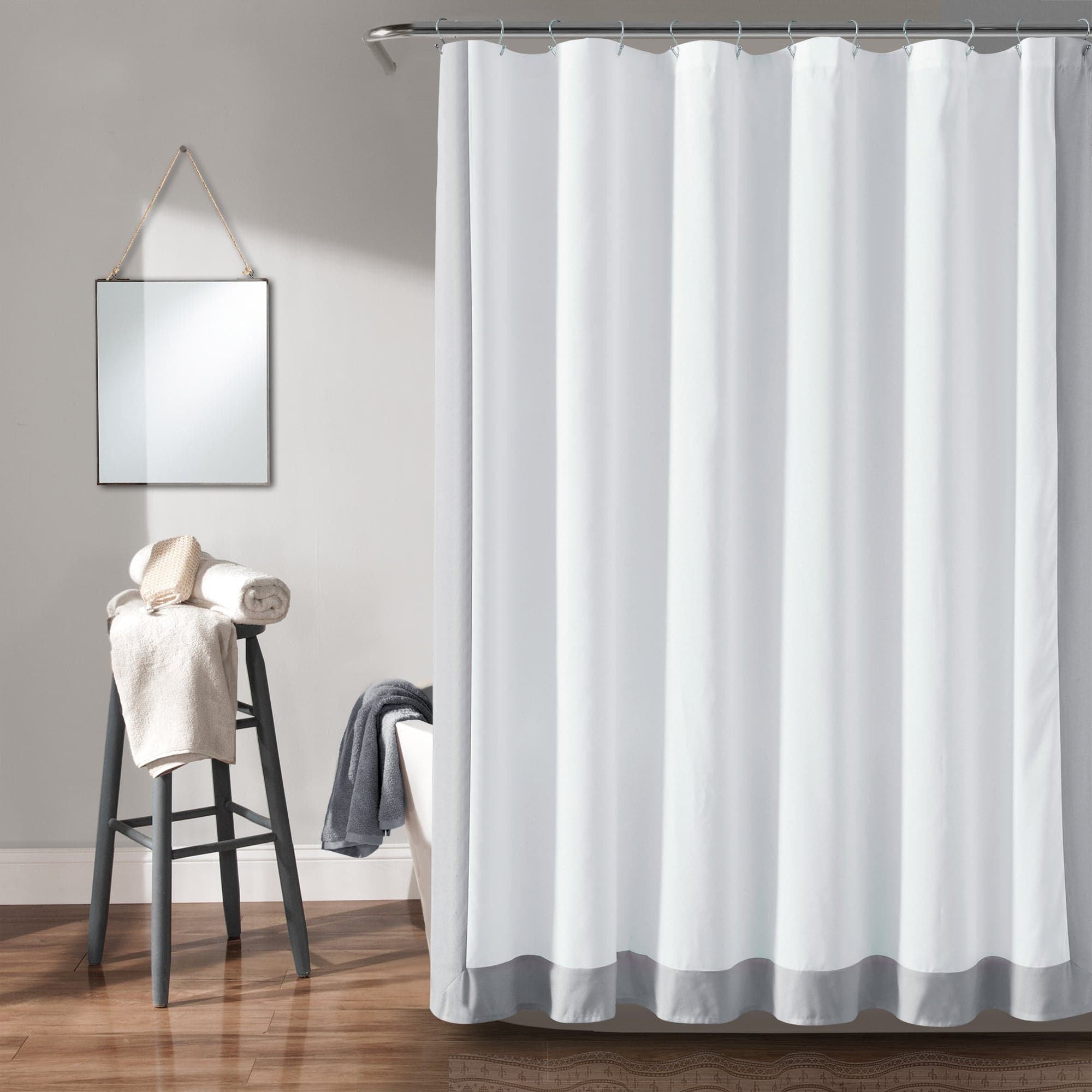 Waterproof Block Border Shower Curtain - Modern Bathroom Decor for Home & Hotel Use - Perfect for Bathrooms, Showers, and Spa Areas