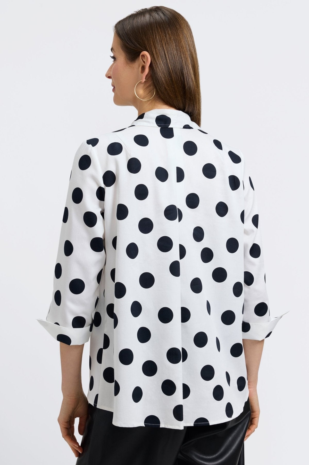 Agnes Women's Polka Dot 3/4 Sleeve Popover Blouse - Casual Office Wear & Spring Outfit Essential