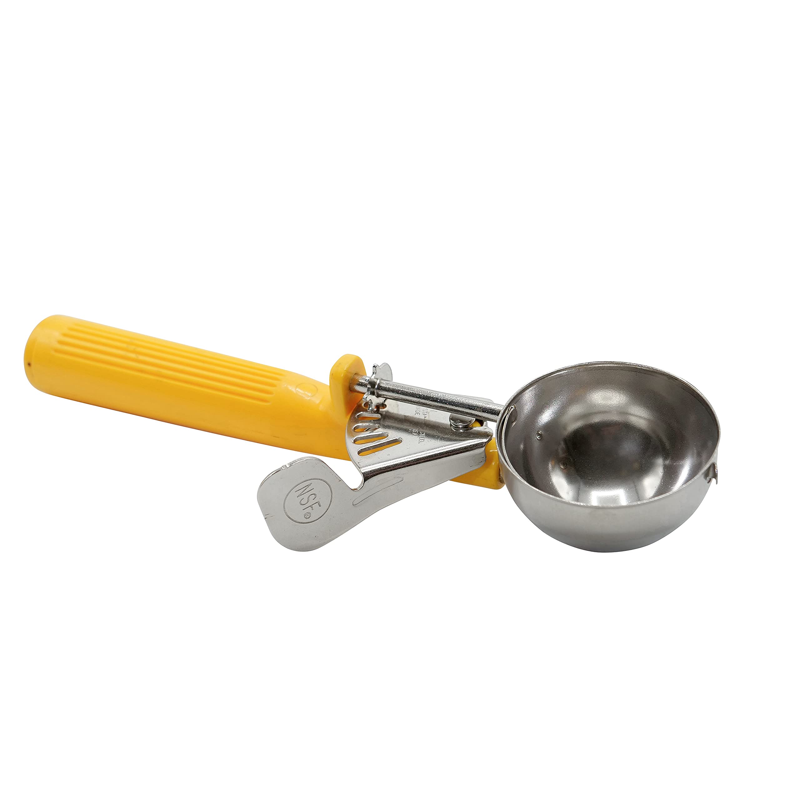 Premium Stainless Steel Ice Cream Scoop with Ergonomic Trigger Lever & Non-Slip Yellow Handle - Heavy Duty Aluminum Scooper for Gelato, Sorbet, Cookie Dough, Italian Ice - Perfect for Home Kitchens, Ice Cream Shops & Dessert Catering (10-Pack)