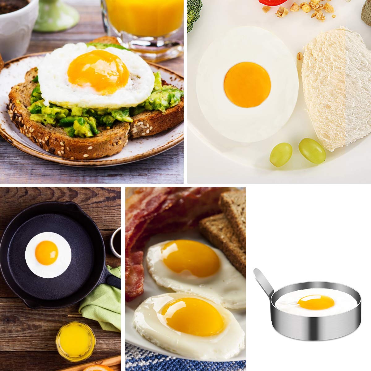 4/6 Pack Stainless Steel Egg Rings - 3 Inch Non-Stick Egg Molds for Perfect Fried Eggs, Pancakes, Sandwiches & Burgers - Ideal Breakfast Cooking Tools for Griddle & Kitchen Use
