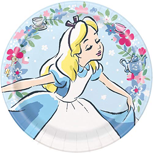 Alice in Wonderland Birthday Party Supplies Bundle - 16-Piece Set with Dessert Plates, Lunch Plates, Napkins & Table Cover - Perfect for Kids' Themed Parties, Baby Showers & Tea Party Decorations