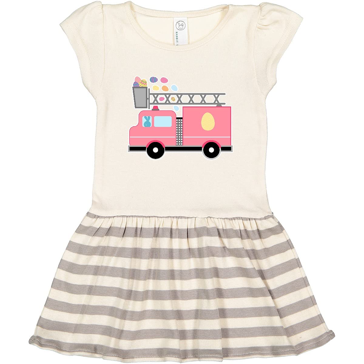 Inktastic Easter Fire Truck Egg Hunt Bunny Toddler Dress - Cute Easter Outfit for Baby Girls & Boys - Perfect for Easter Egg Hunts, Spring Photos & Holiday Celebrations