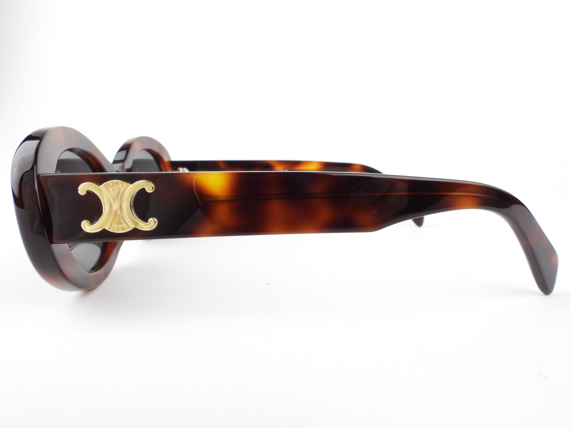 Celine Brown Tortoise Shell Triomphe Sunglasses for Women - Classic Luxury Designer Shades for Fashion & Sun Protection - Perfect for Beach, Driving & Everyday Wear