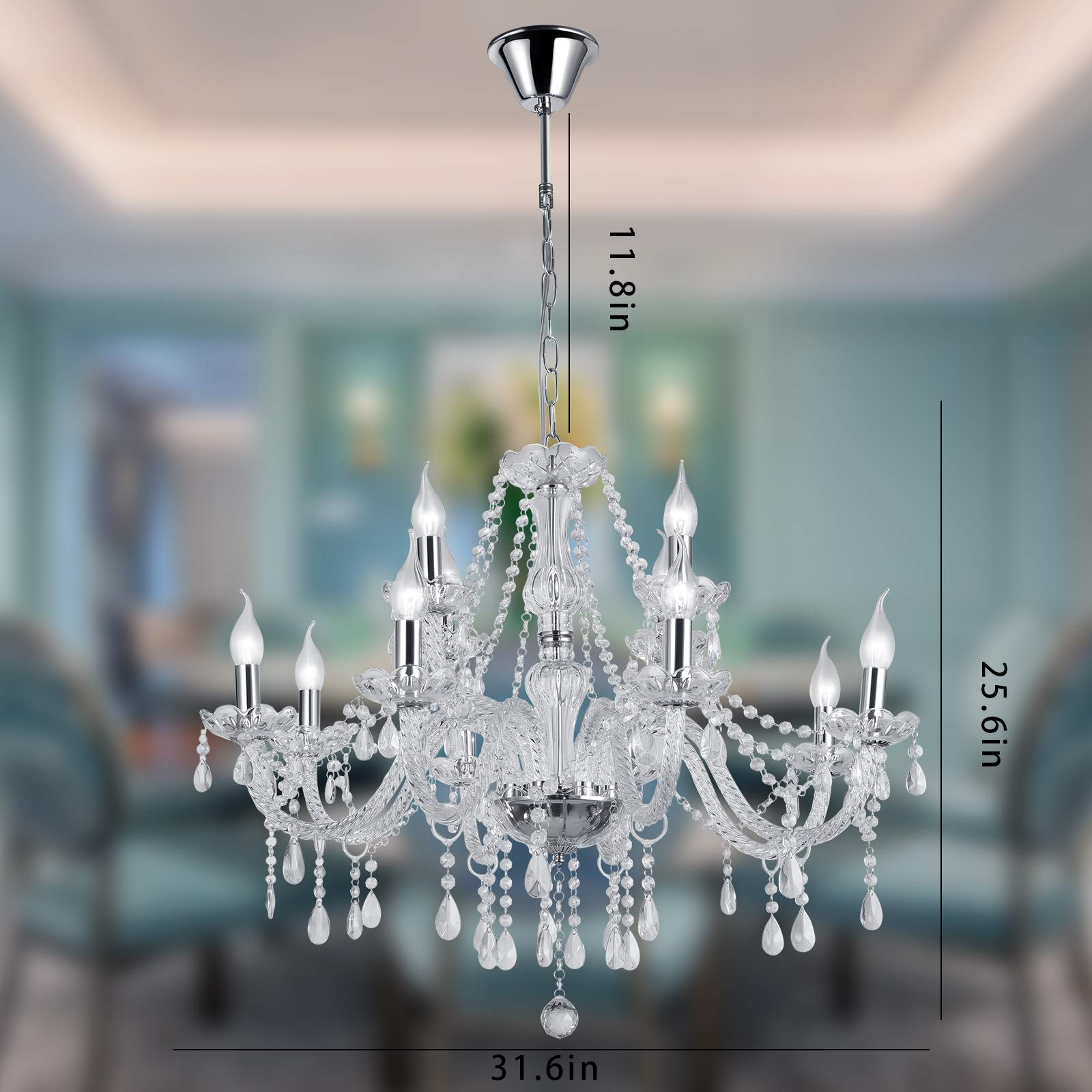 Luxury Silver 15-Light K9 Crystal Chandelier - Modern Dining Room Chandelier & Glass Ceiling Pendant Light for Living Room, Bedroom, Hallway, Balcony | Elegant Lighting for Weddings, Restaurants, Hotels & Home Decor