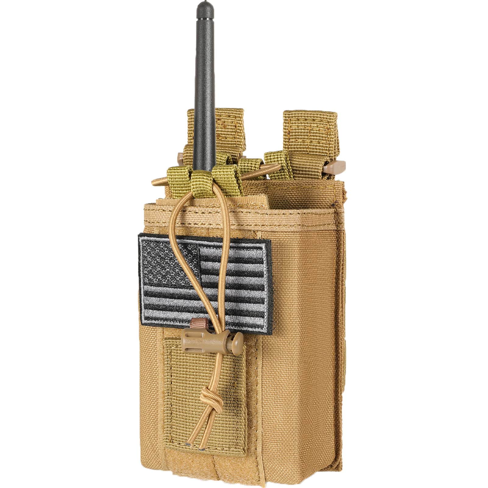 Tactical Radio Holder Molle Pouch - Heavy Duty Military Radio Holster for Walkie Talkies, Universal Police Firefighter Vest Accessory (Tan) - Ideal for Outdoor Adventures, Emergency Response & Tactical Missions
