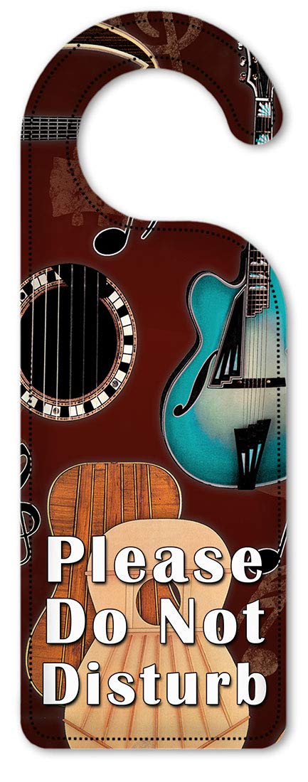 Hand-Painted Do Not Disturb Door Hanger Sign with Guitar Art - Premium Ceramic Plaque for Hotel Rooms, Bedrooms & Offices - Inspired by Dan Morris Photography