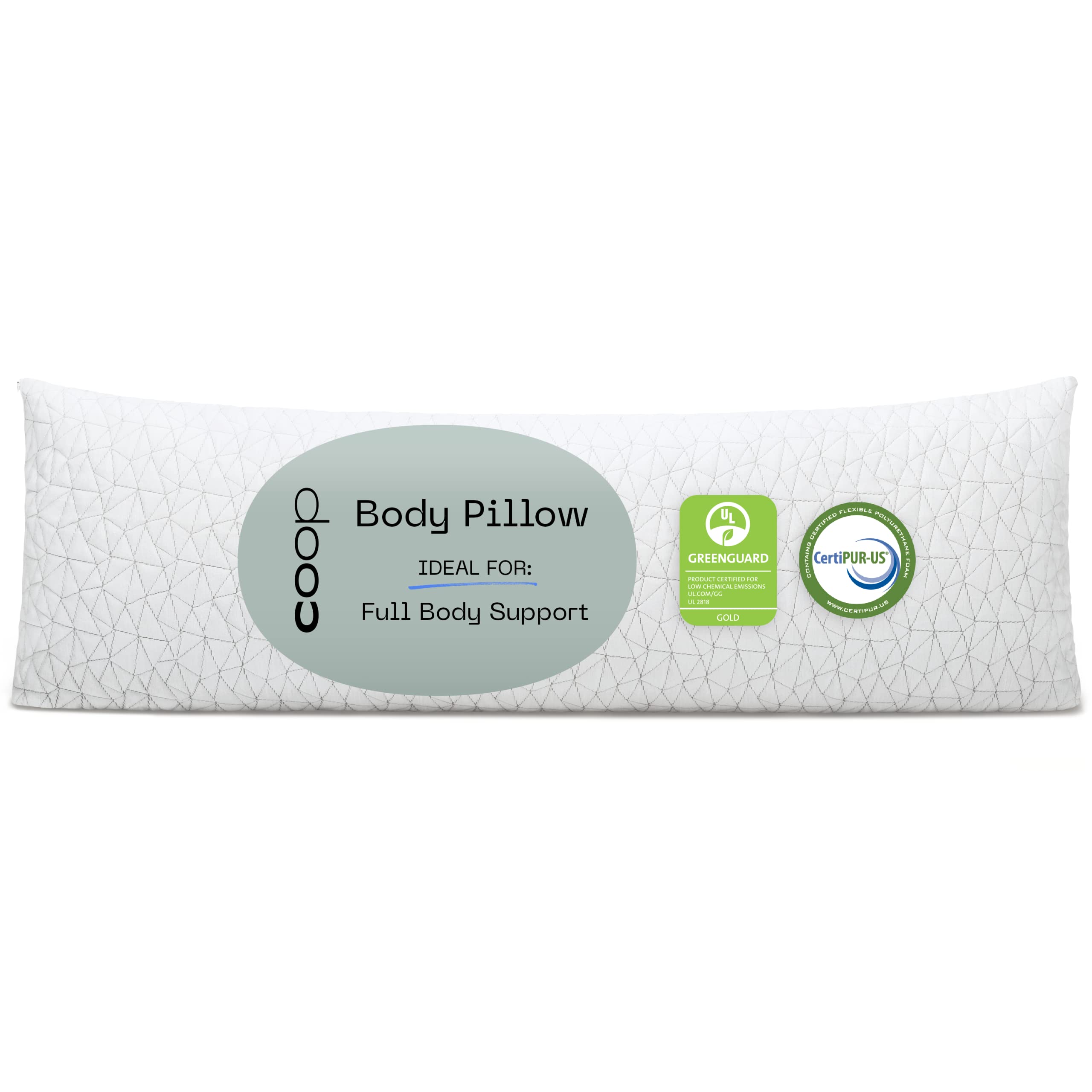 Coop Home Goods Original Adjustable Body Pillow - 20x54 Inch Memory Foam Pillow for Back, Shoulder, Hip & Knee Support - Best Side Sleeper Pillow for Adults with Washable Cover - Perfect for Pregnancy, Post-Surgery & Pain Relief