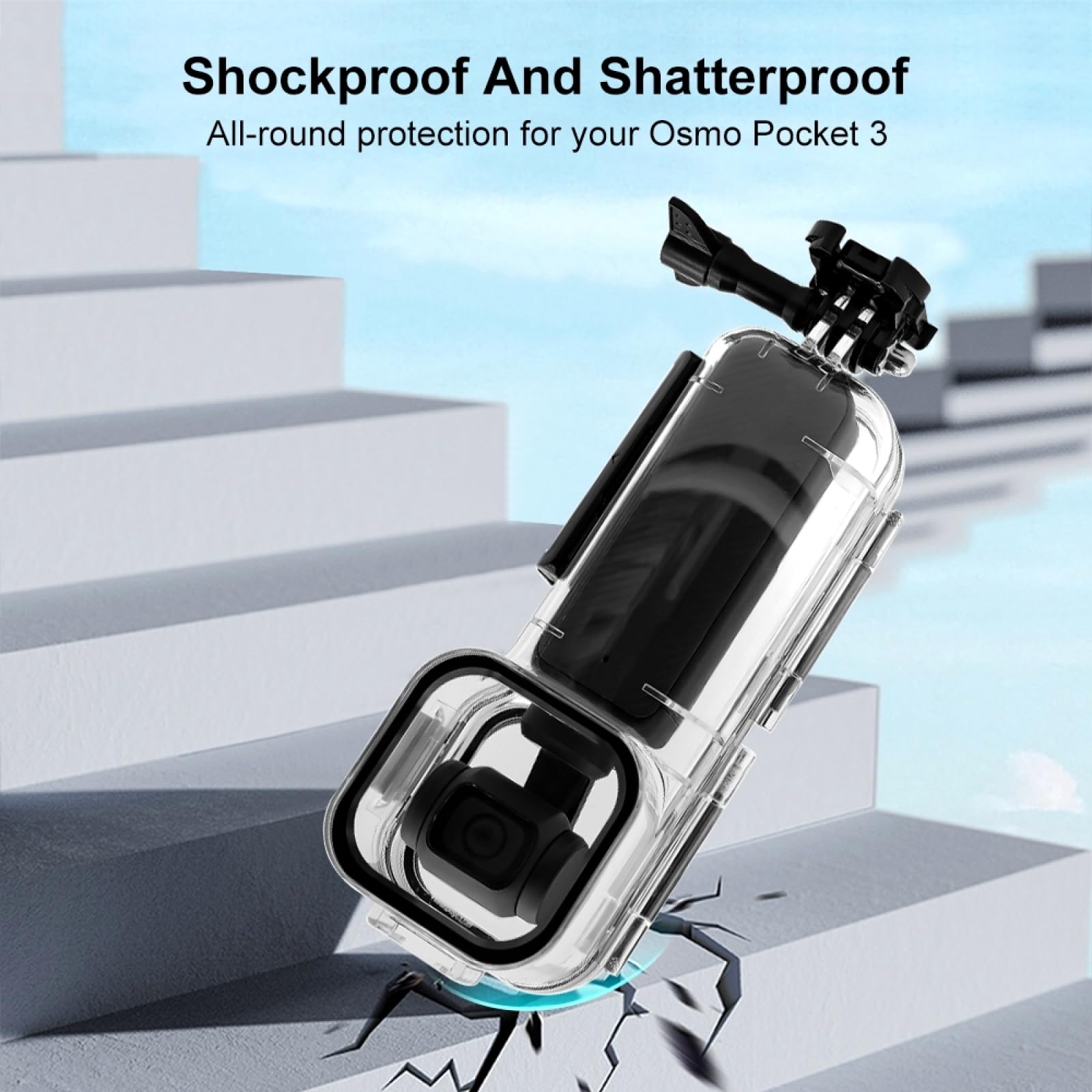 Andoer Waterproof Camera Case - IP68 Underwater Protective Housing for GoPro Hero 12/11/10/9, DJI Action, Sports Cameras - Ideal for Snorkeling, Diving, Surfing & Water Sports Accessories