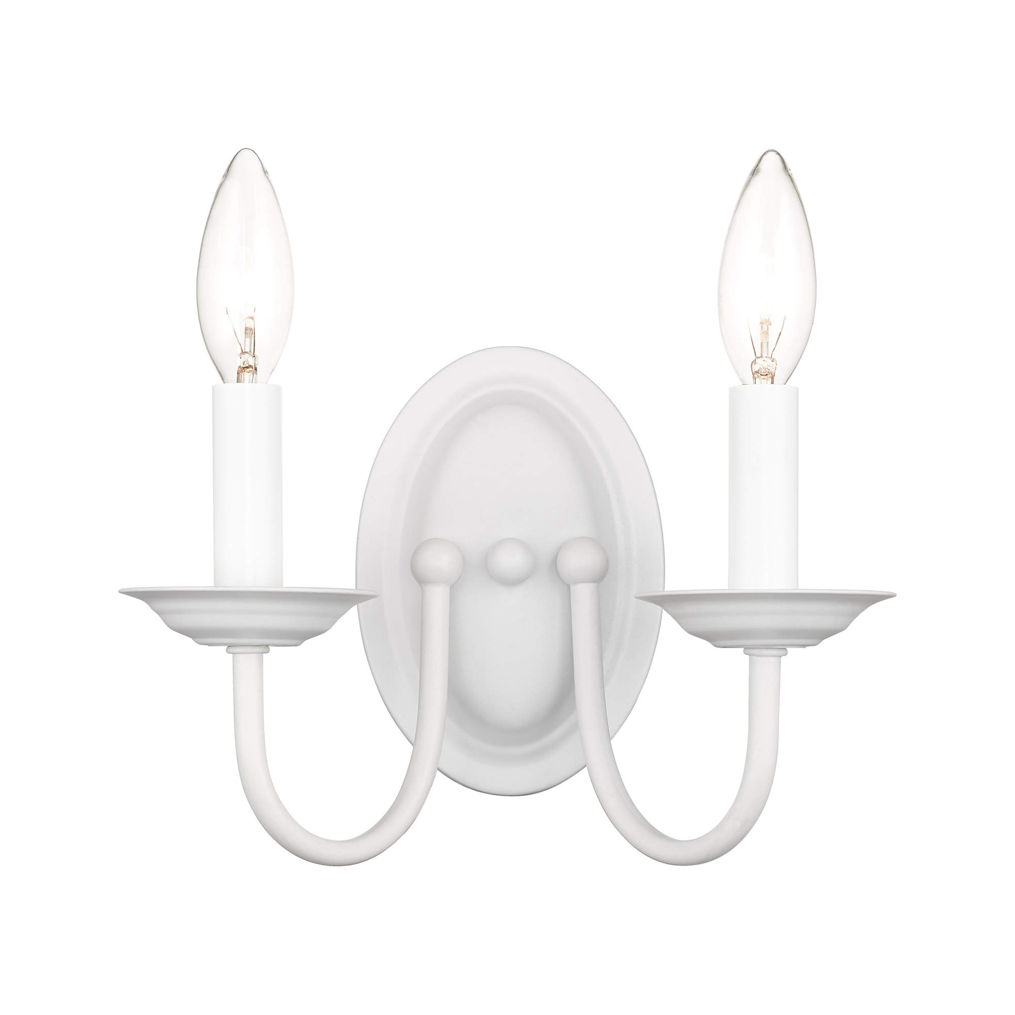 Livex Lighting 4152-03 Williamsburg 2-Light Wall Sconce in White - Elegant Indoor Wall Light Fixture for Living Room, Bedroom & Hallway