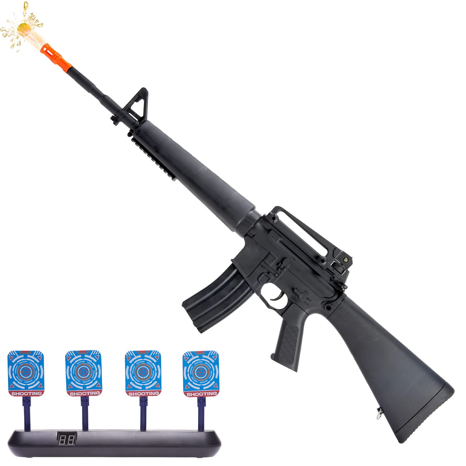 Gel Ball Blaster M16 - Automatic Splatter Ball Blaster Toy with 50,000+ Water Beads, Shooting Target & Goggles for Adults 18+ (Black) | Outdoor Team Games, Backyard Battles & Tactical Training