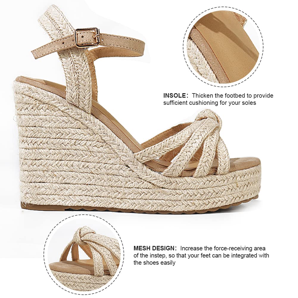 Mikarka Women's Platform Ankle Strap Sandals - Open Toe Espadrille Wedge Summer Shoes for Casual Wear, Beach, Vacation & Outdoor Activities