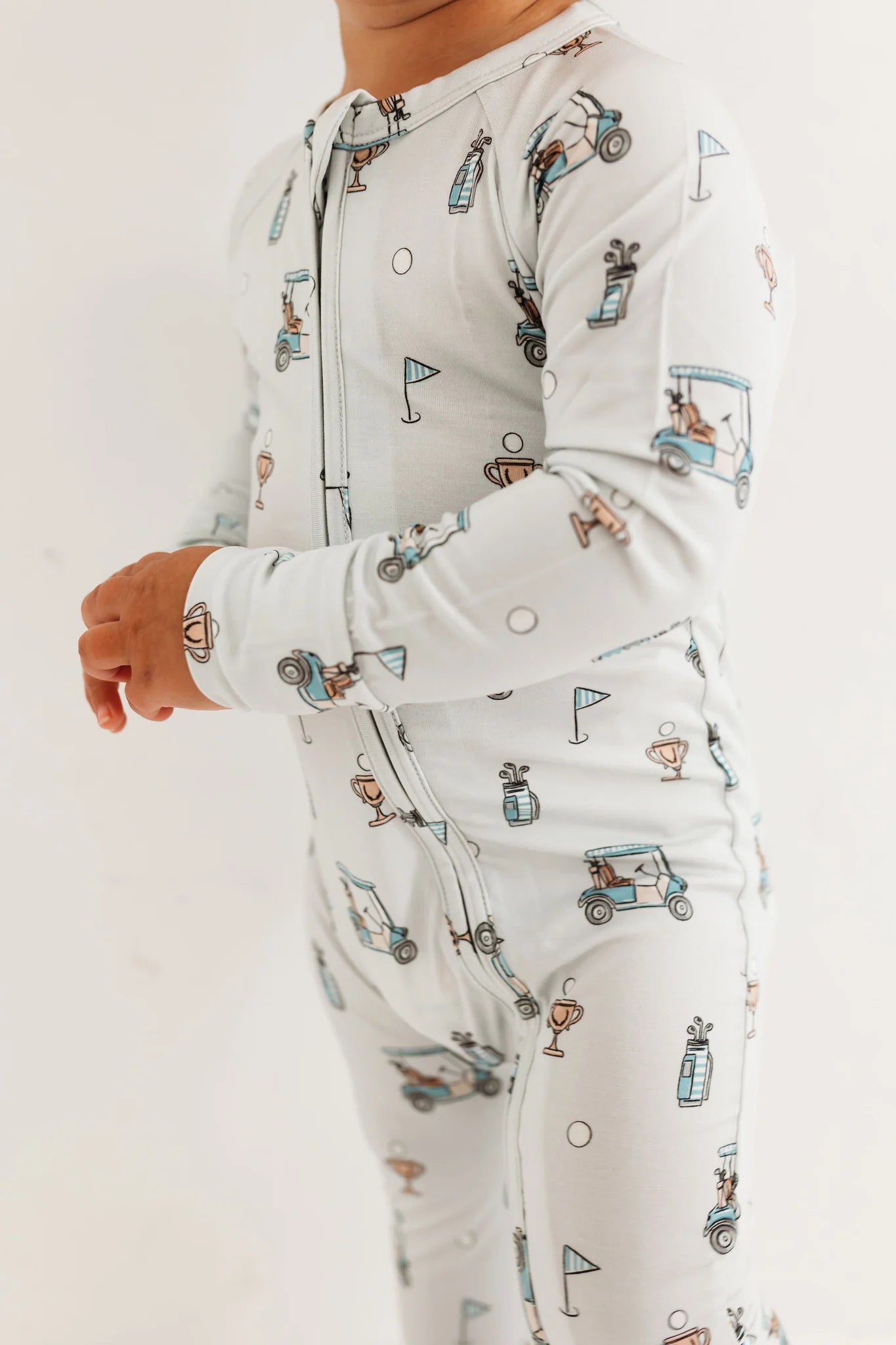 Blue Golf Zippered Romper for Men - Comfortable One-Piece Jumpsuit with Pockets - Perfect for Golfing, Casual Wear & Outdoor Activities