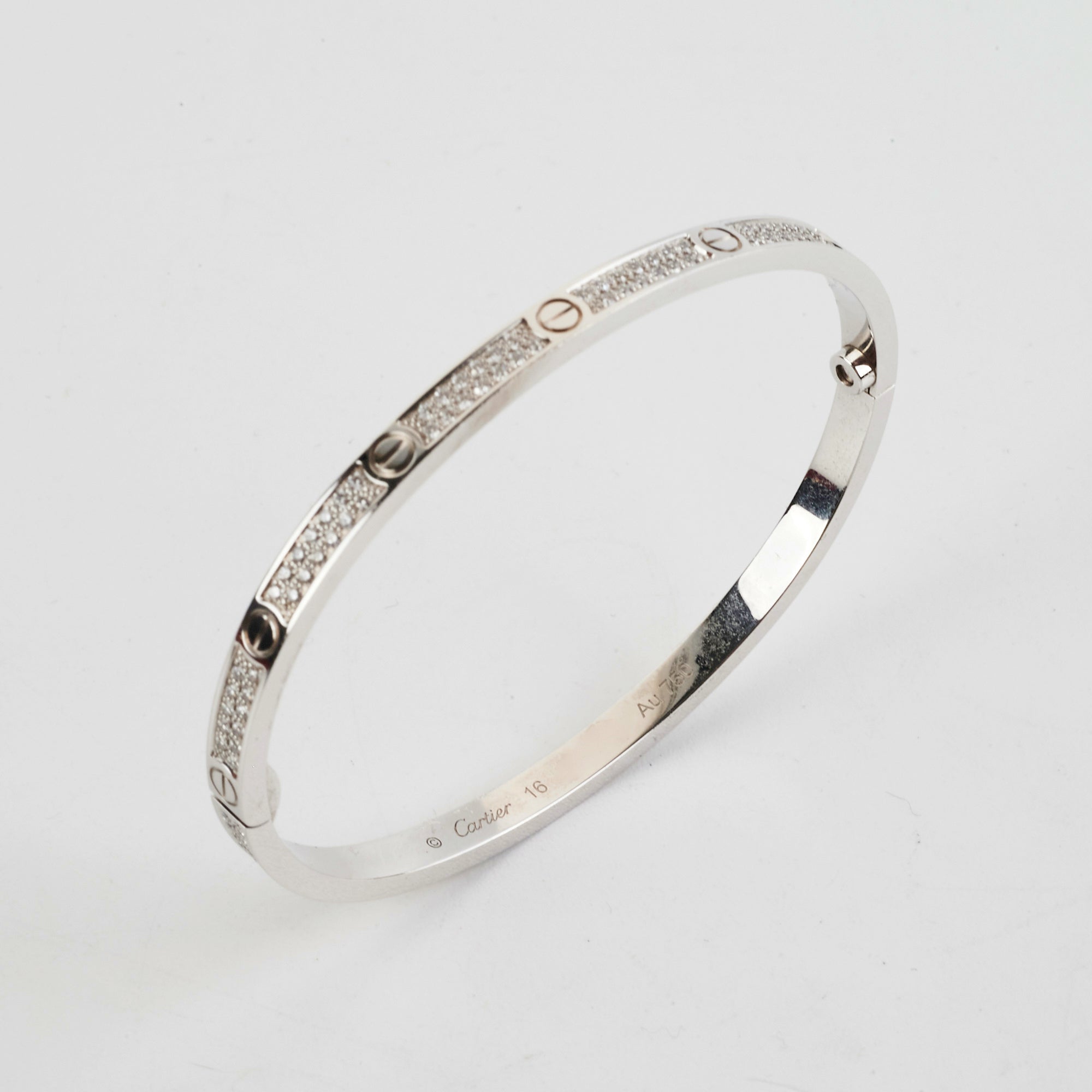 Cartier Small Love Pave Diamond Bracelet - 16 Size White Gold Jewelry for Women, Perfect for Anniversary Gifts & Special Occasions