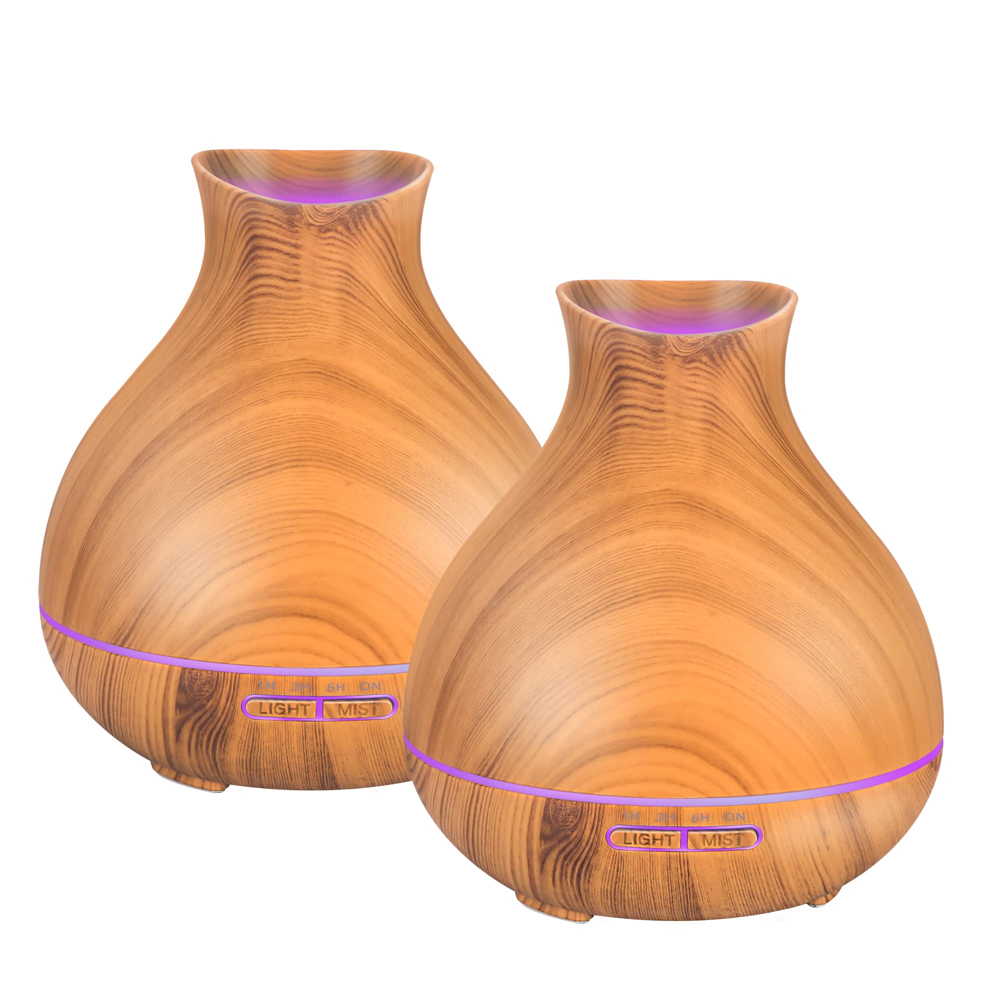 BZseed 550ml Ultrasonic Aromatherapy Essential Oil Diffuser & Humidifier - 2 Pack with Auto Shut-Off, 7 Color LED Lights, Cool Mist for Large Rooms - Perfect for Home Spa, Yoga, Office Relaxation and Bedroom Aromatherapy