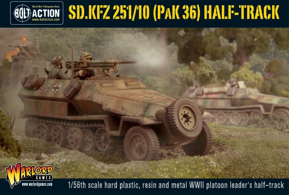 German Sd.Kfz 251/10 Pak 36 Bolt Action Half-Track Military Vehicle - WWII Historical Model for Wargaming, Collecting & Display