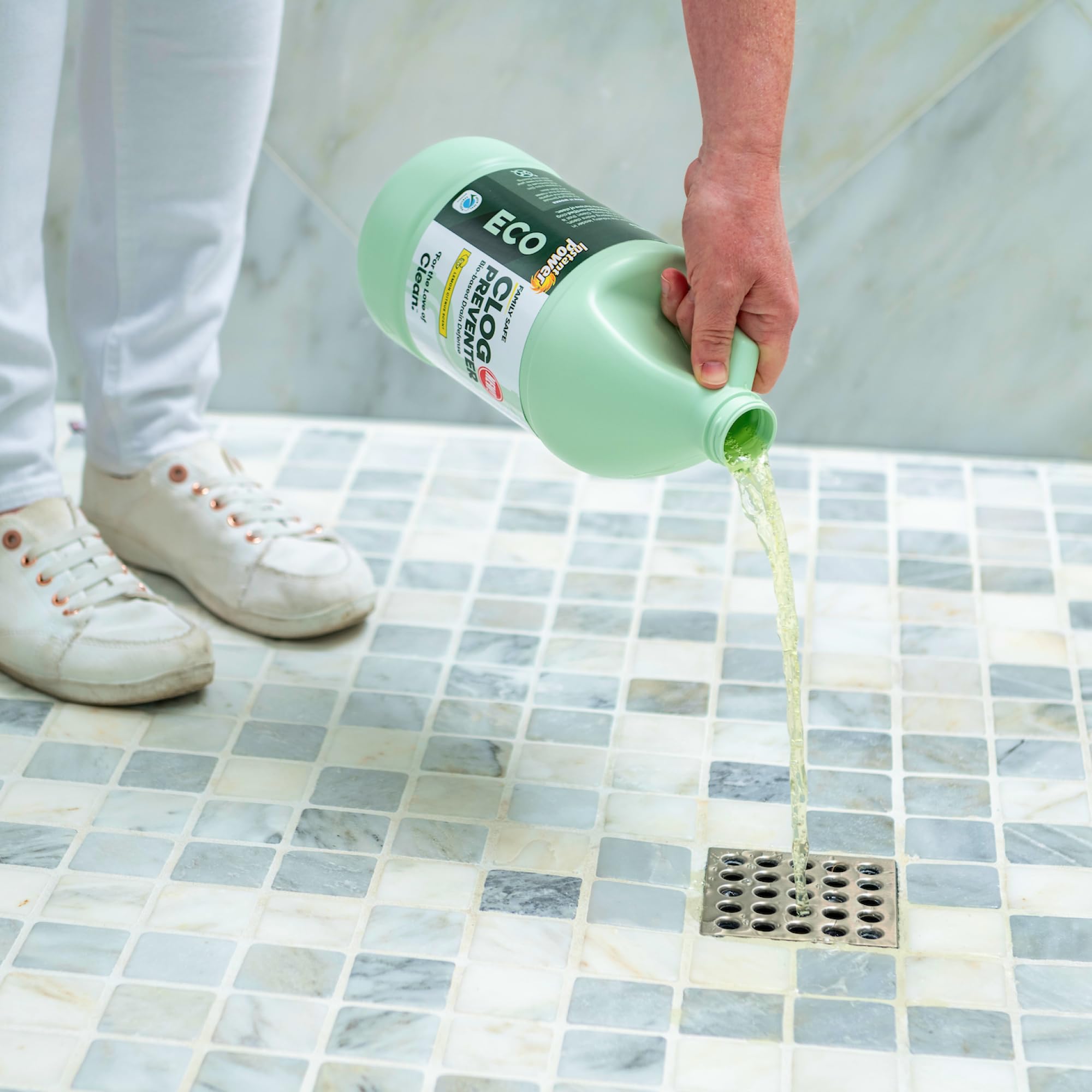 Instant Power Eco Clog Preventer - Enzyme Drain Cleaner & Deodorizer for Sink, Shower, Toilet & Garbage Disposal | Bio-Based Drain Defense | Eliminates Odors & Prevents Clogs | 2 Liters | Perfect for Kitchen, Bathroom & Household Plumbing Maintenance