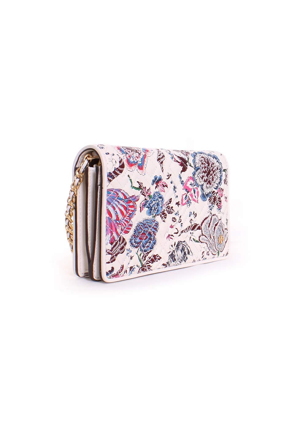 Tory Burch Fleming Floral Leather Chain Wallet Crossbody Bag - Multi Happy Times Print - Stylish Women's Shoulder Purse for Everyday Use, Date Night & Travel Accessories