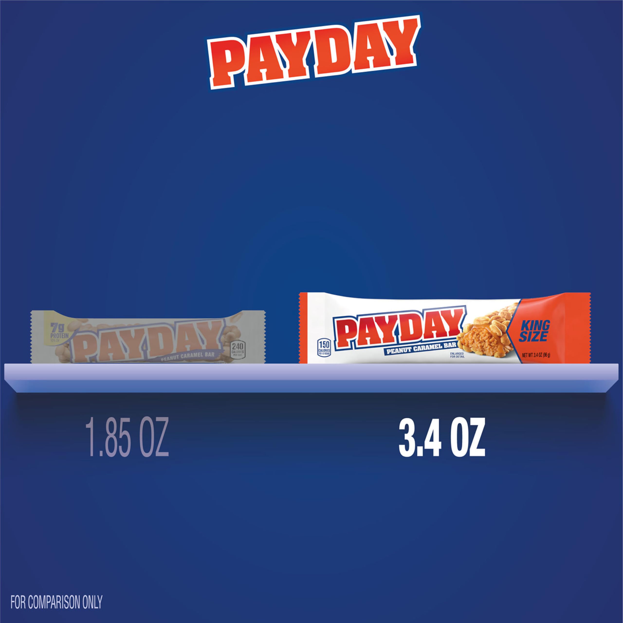PAYDAY Peanut Caramel King Size Candy Bar - 3.4 oz | Sweet & Salty Snack for Office, Road Trips & Movie Nights