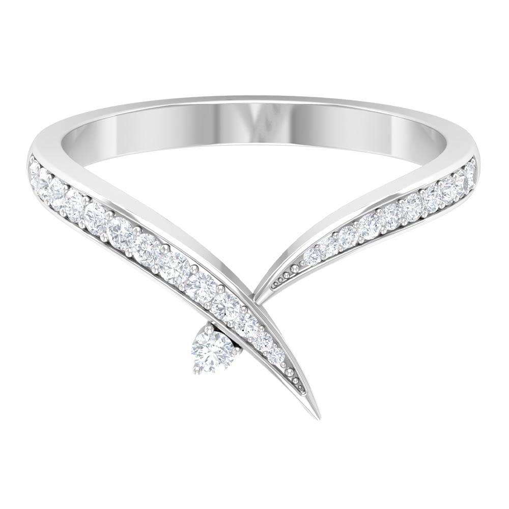 14K White Gold Diamond Chevron Ring Enhancer for Engagement Rings - Elegant Wedding Band Guard & Bridal Jewelry Enhancer - Perfect for Proposals, Anniversaries & Special Occasions