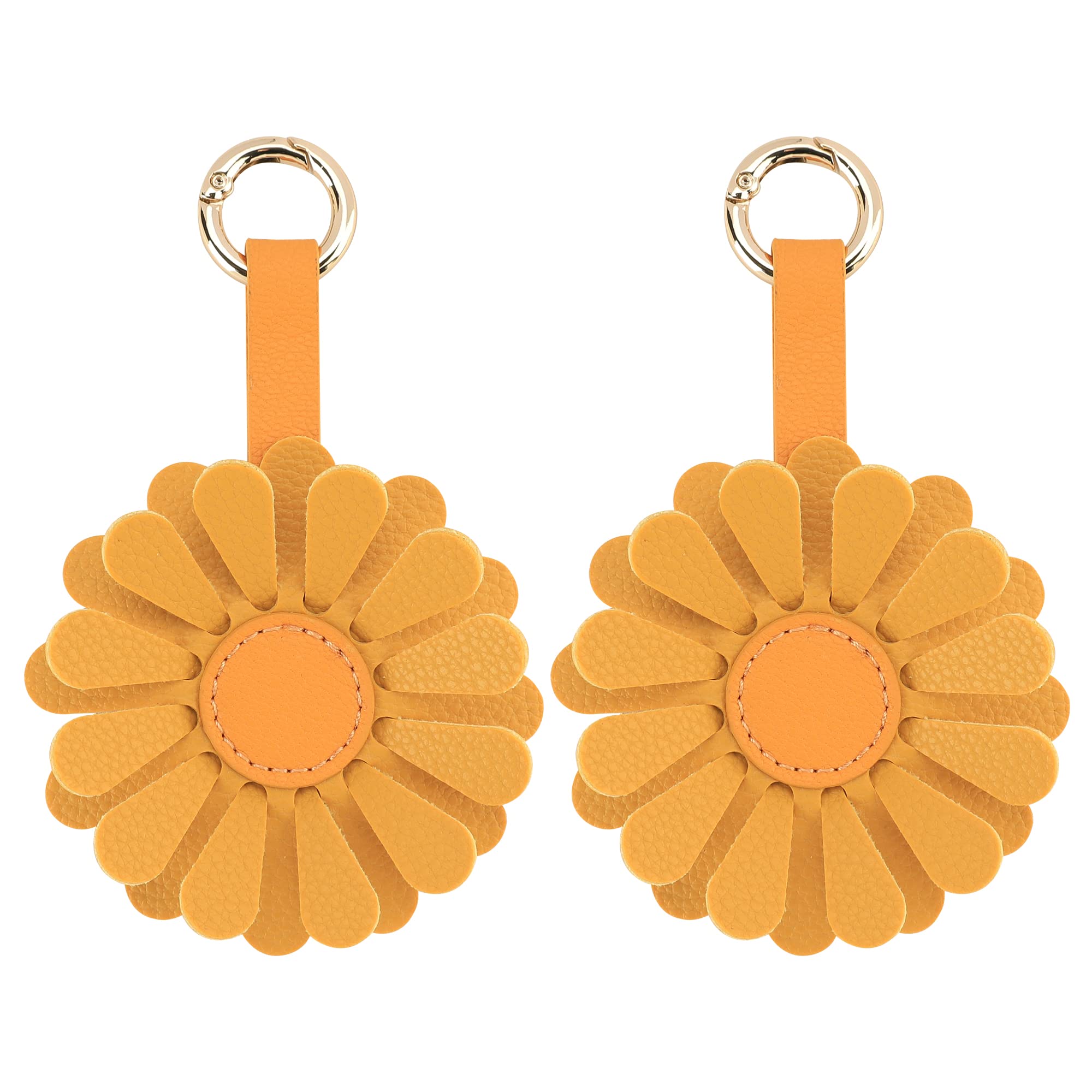 2 Pack Flower Air Tag Keychain Holder for Apple AirTags - Leather Cover Case | Perfect for Keys, Wallets & Luggage Tracking