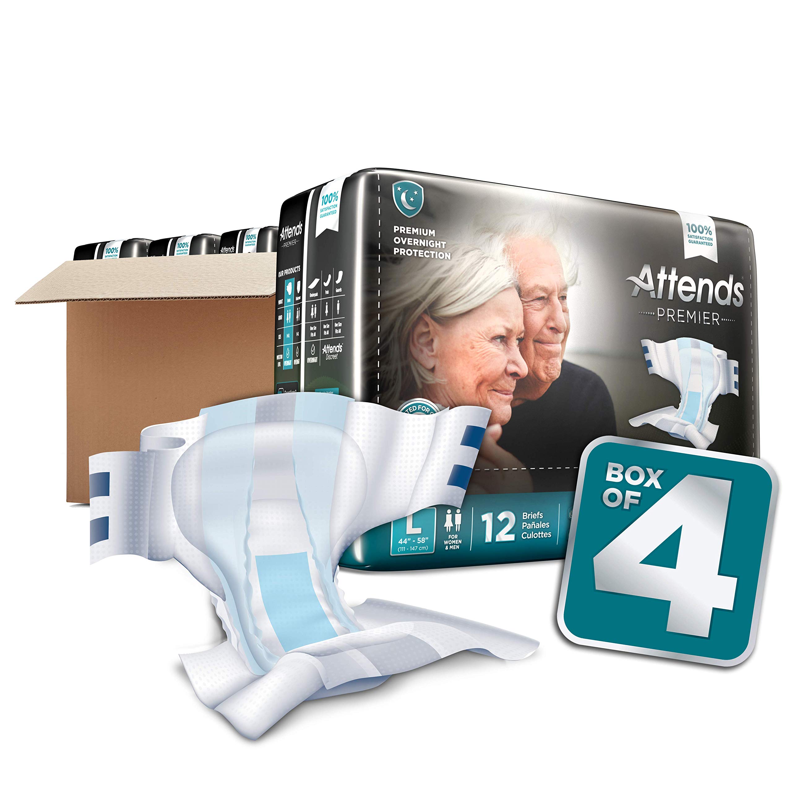 Attends Premier Adult Incontinence Briefs - Large Size (44