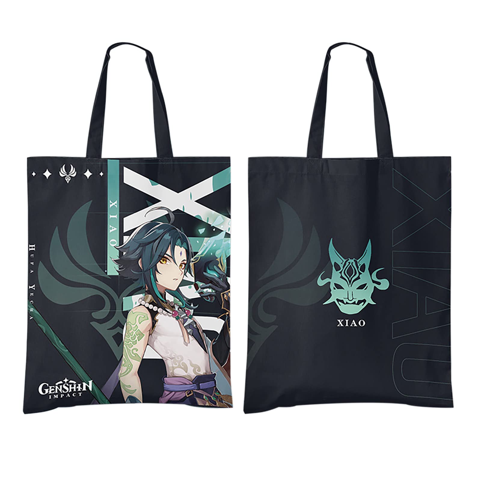 Genshin Impact Anime Gaming Tote Bag - Large Capacity Reusable Shopping Shoulder Bag with Xiao Character Design | Perfect for Cosplay, Conventions & Everyday Use