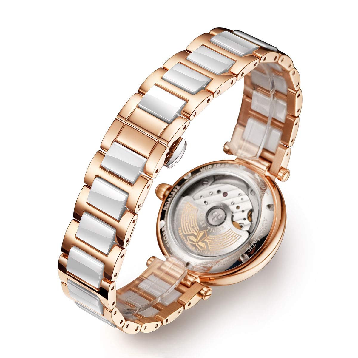 REEF TIGER Luxury Diamond Watch for Women - Automatic Ceramic Band for Elegant Occasions